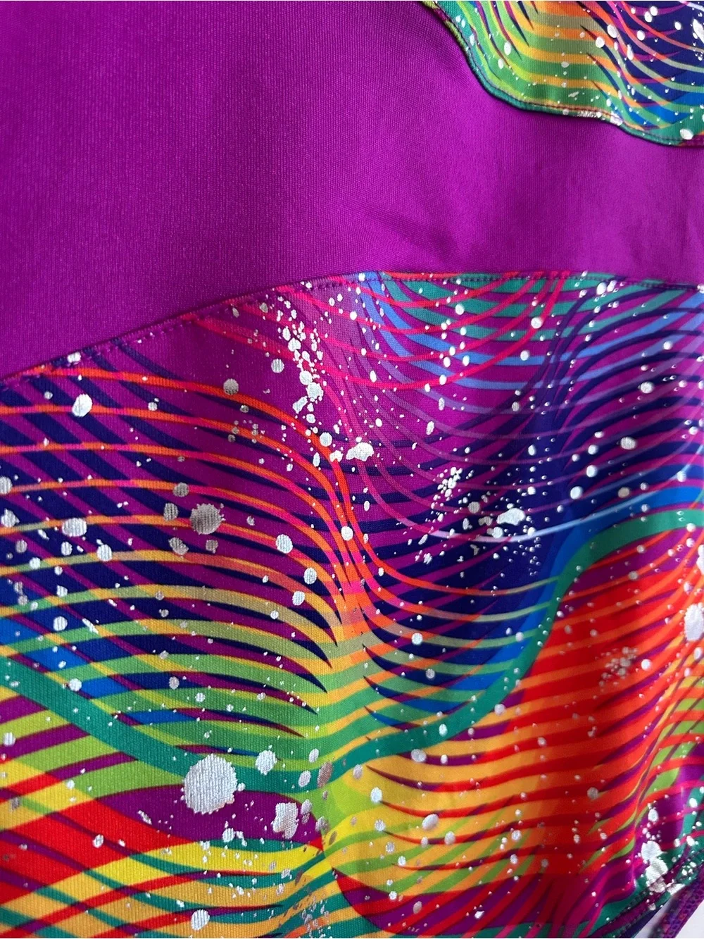 Danskin Now Purple and Multicolor Wave Gymnastics or Dance Leotard
